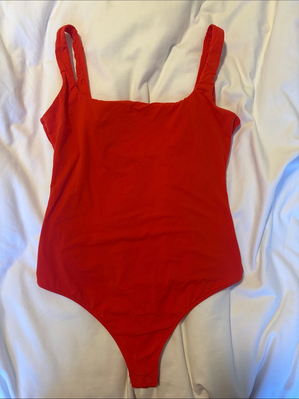Red Square Neck Bodysuit